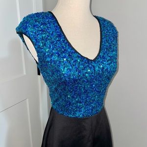 Blue Sequin Skater Dress